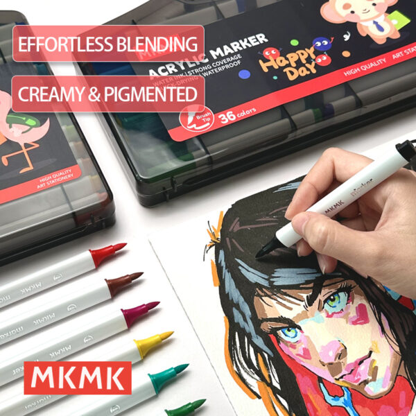 MKMKPEN 36 Color Soft Brush Acrylic Markers - 图片 5